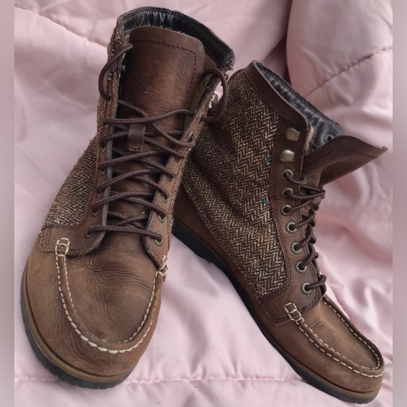 G.H. Bass & Co. Millie Herringbone Colorful Knit Side Laced Leather Boot - 8M - Picture 4 of 15